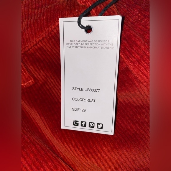 NWT Judy Blue Ankle‎ Straight Corduroy Pants High Rise Cropped Rust Red Plus 29W - Picture 7 of 13